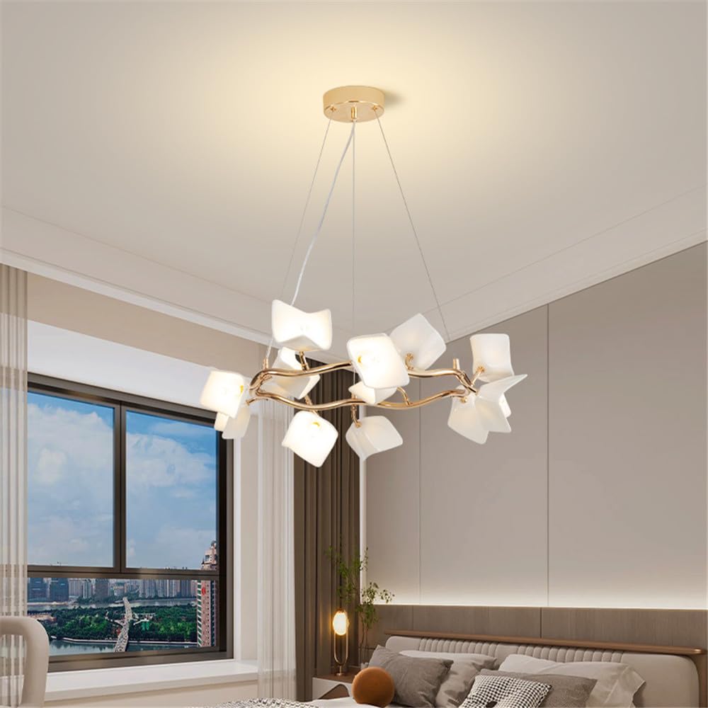 SXWNBIFH Contemporary Ceramic Living Room Chandelier LED Fashion Art Restaurant Bedroom Study Villa Hotel Cafe Bar Counter Pendent Lamp (D D60CM)