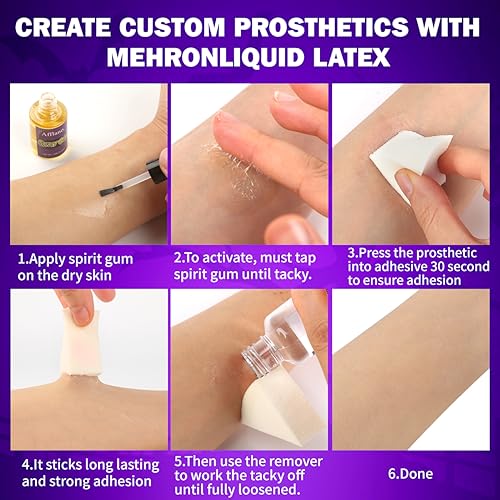 Spirit Gum Adhesive and Remover Kit Makeup Spirit Gum & Remover Combo Kit 13ml Spirit Face Glue+30ml Sfx Makeup Remover for Skin Professional Glue for Halloween Performance, Stage, Cosplay, Special FX - Image 4