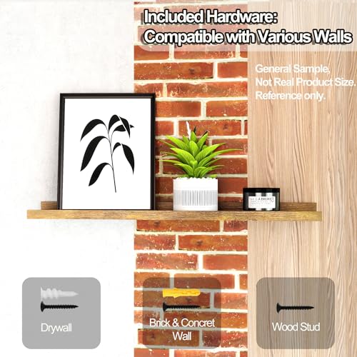 Image of Brown Floating Shelves for Wall Decor, 36 in Shelf with Lip Set of 2