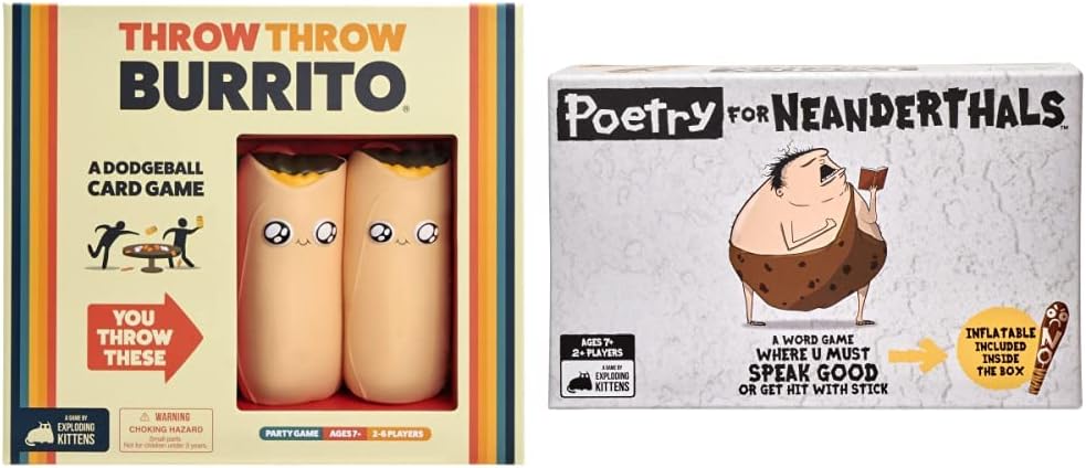Throw Throw Burrito Card Games & Poetry for Neanderthals Card Games for Adults Teens & Kids - Fun Family Games