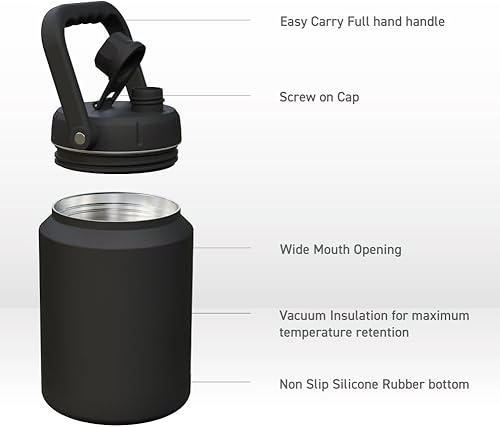 Miniatura 2 de Asobu Mighty - Jarra aislada de acero inoxidable de doble pared, 68 onzas, medio galón (mármol medianoche)
