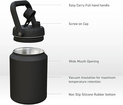 Asobu Mighty Stainless Steel Double Walled Insulated Outdoor Water Jug 68 Ounces - Half Gallon (Copper)