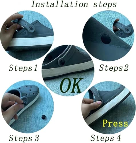Image of VADDA Clog Strap Replacement Rivets 16mm, Black Shoe Strap Repair Buttons, Clog Shoe Fasteners for Crocs Style Shoes, Sandals & Garden Clogs, Pack of 12