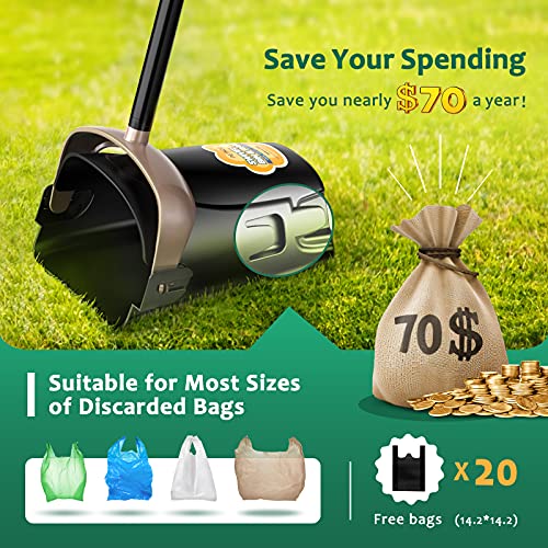 Petnoz Large Swivel Bin & Rake Pooper Scooper With 20 Waste Bags, 4 Bag Hooks & 36" Long Handle Adjustable Portable Non-Breakable Dog Pooper Scooper For Large Dogs And Pets, Easy To Clean Pet Waste #TOP2