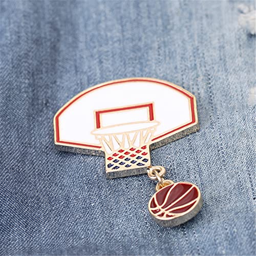 Image of MALOYANVE Basketball Stands Brooch Pin for Men Women Creative Fashion Enamel Sport Theme Pin Basketball Hoops Label Pin Badges Jacket Shirts Bag Decor