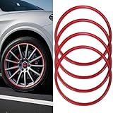 Car Wheel Rim Protectors Guard, 4-Pack 20 Inch ABS Automotive Wheel Anti-Scratch Protector, Wraping The Rim of The Wheel Hub, Strips for Curb Rash Prevention for Cars, Trucks, Tesla, Red