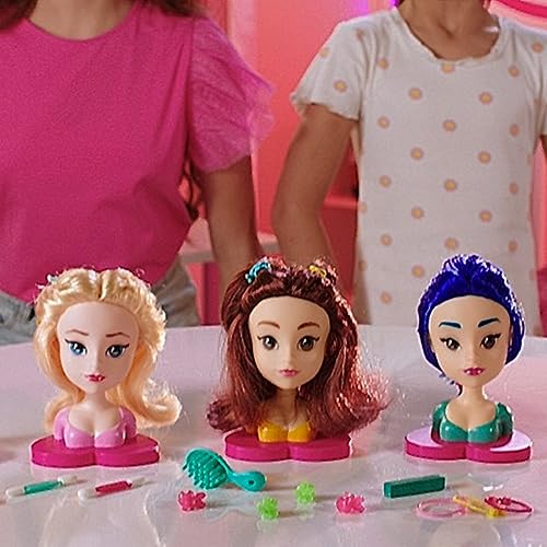 Sbabam, FUNNY BOX My Little Princess Fashion Hair Doll for Girls, Doll Head to Make Up and Comb with Hair Accessories, Pack of 2 – Dolls for Girls, Princesses for Girl Gift