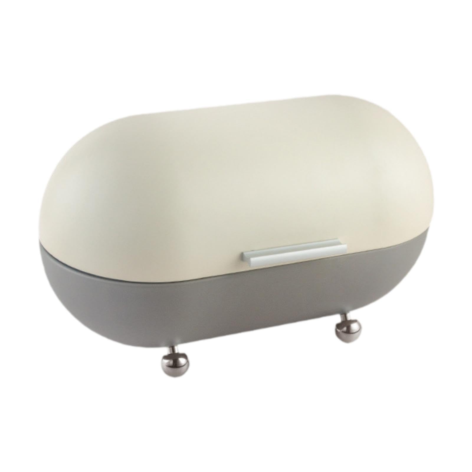 TUXCAXI Countertop Pastry Kitchen Storage Organization Elegant Bread Storage Bin For Organization Which Is Very Practical. Kitchen Metal Bread Box Container , grey