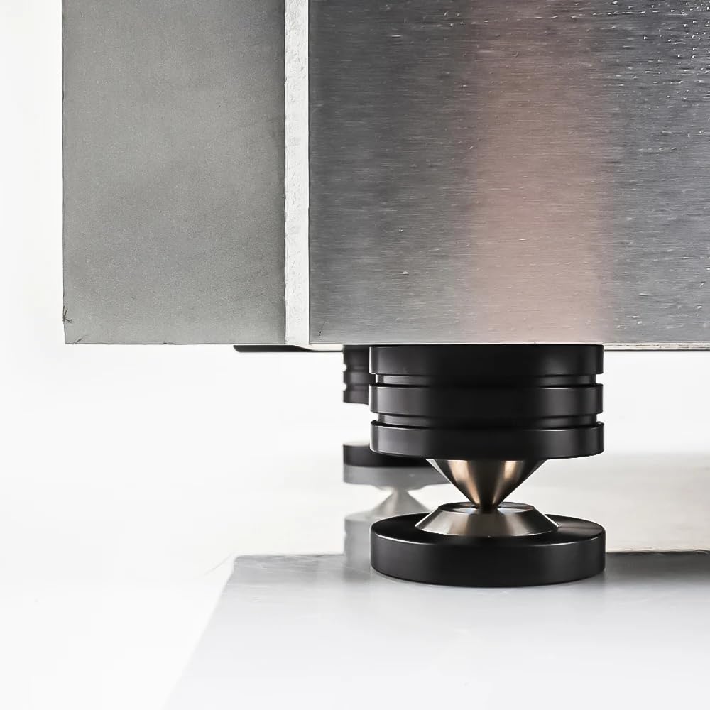 Tertullus Lot de 4 pointes de haut-parleur en acier inoxydable + POM - Absorbeur de pieds - Découpleur HiFi