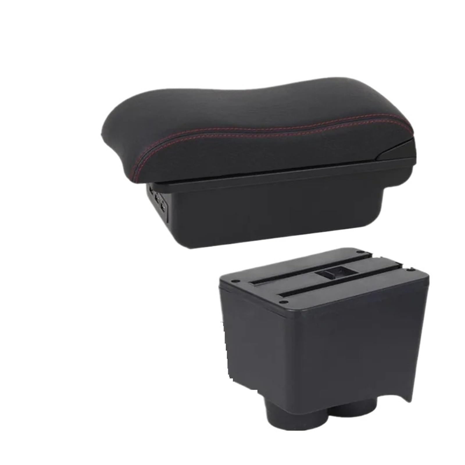 ECBUGAT For VW For Polo 9N 3 Mk4 2002-2009 Car Armrest Box Interior Retrofit Storage Accessories Car Armrest Box(B2 red line 3USB)