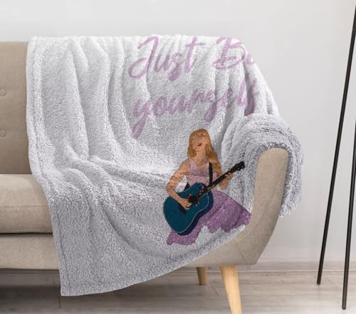 Allenjoy 57 X 50 Be True Spirit Blanket Guitar Girl Art Throw Blankets Couch Bed Living Room Decor Soft Durable Washable