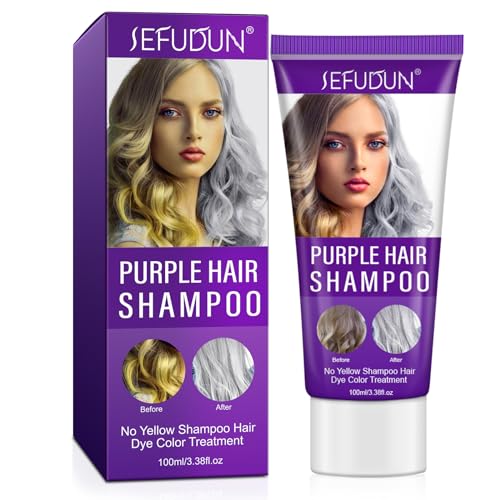 Purple Hair for Blonde Hair Colored Hair Silver Gray Hair Sulfate-Free Citric Acid & Vegetable Proteins Hair Shampoo with Advanced Purple Pigment Tone Brassy Hair Moisturized No Harsh Salts 100ML