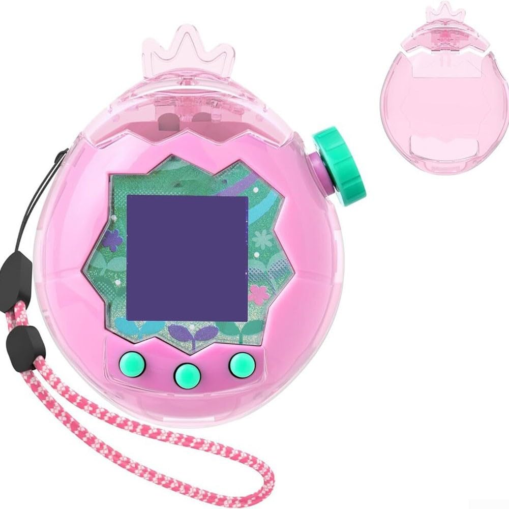 Linhexis PC Case for Tamagotchi Paradise - 360° Shockproof Washable Protective Cover with Replacement Lid - PC Material Full Protection Shell - Compact Fit for Pet Game Console Device(Pink)