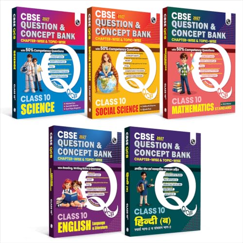 PW CBSE Question & Concept Bank (QCB) Class 10 Maths (Basic), Science, Social Science, Eng, Hindi-B Combo Set of 5 Books Chapterwise & Topicwise Solve