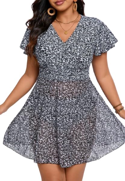 plus curvves Black Floral Tankini Set-picture-15
