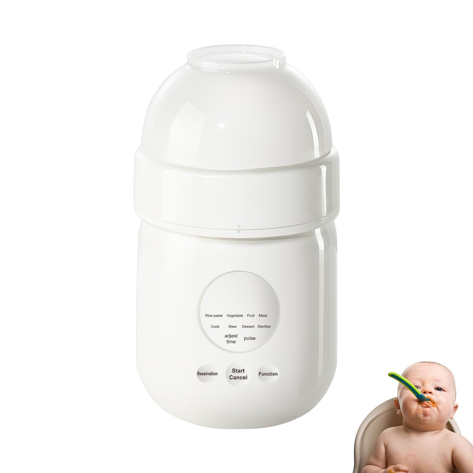Multifunktionaler Babybrei Zubereiter, 4 in 1 Dampfgaren Mixen Aufwärmen Erwärmen aus 316 Edelstahl zur schnellen und gesunden Babybrei Zubereiter für Zuhause und Reisen 350 ml Fassungsvermögen