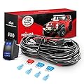 Nilight 16AWG LED POD Lights Wiring Harness Kit LED Light Bar 12V 5Pin Rocker Switch Laser On Off Waterproof Toggle Switch Power Relay Blade Fuse-2 Leads, 2 Years Warranty, Black