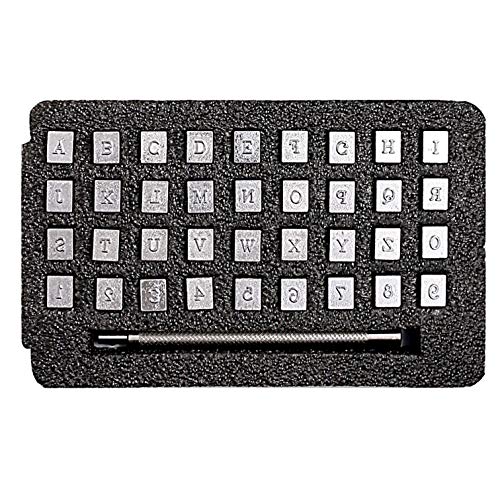 EXDUCT レザークラフト 刻印セット 型押し刻印 アルファベット カシメ 菱目打ち 4mm 刻印 打ち具