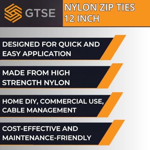 Image of GTSE 12 Inch Red Zip Ties, 100 Pack, 50lb Strength, UV Resistant Long Nylon Cable Ties, Self-Locking 12 inch Tie Wraps