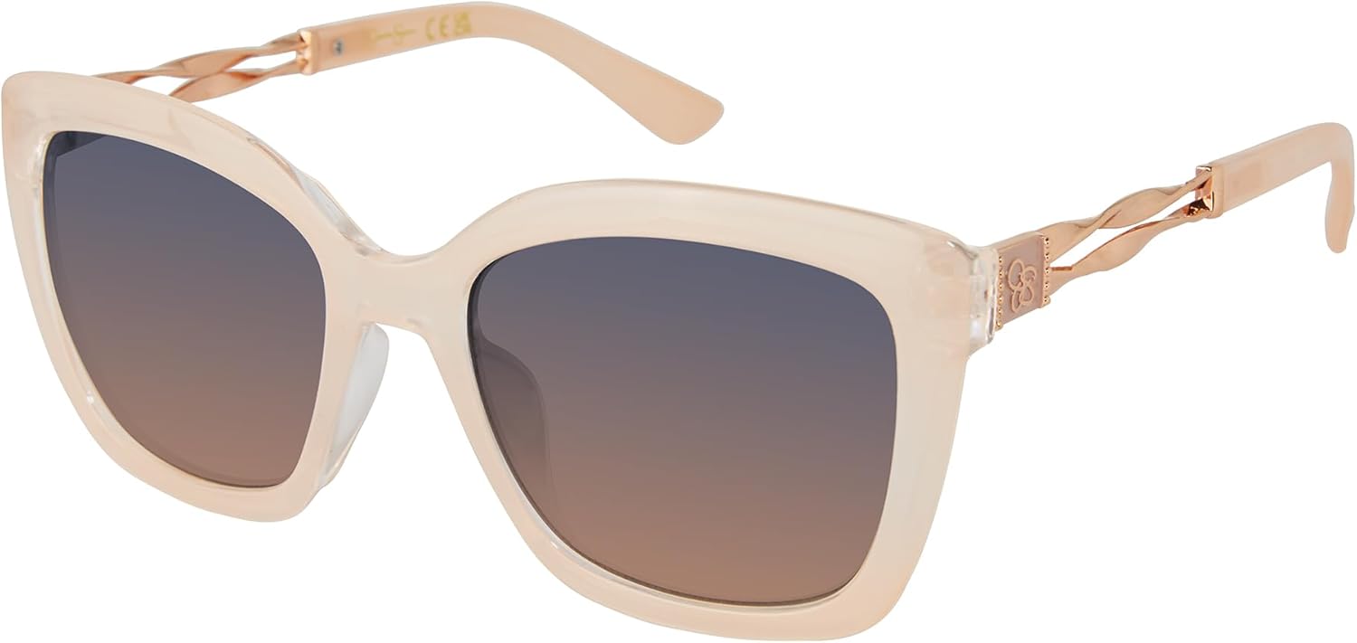 Jessica Simpson Women's Flush Lens, Metal, Chic, Refined Metal, Elegant Cat Eye Sunglasses with UV400 Protection
