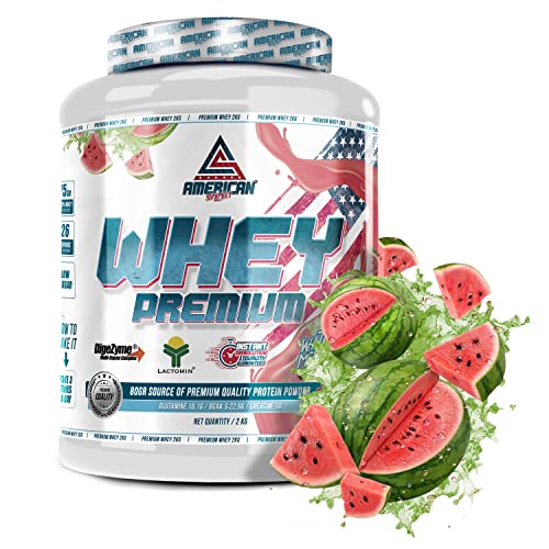 AS American Suplement | Premium Whey Protein 2 kg | Sandía | Proteína de Suero de Leche | Ayuda a Aumentar tu Masa Muscular | Contiene Creatina, Glutamina y BCAA'S Cover