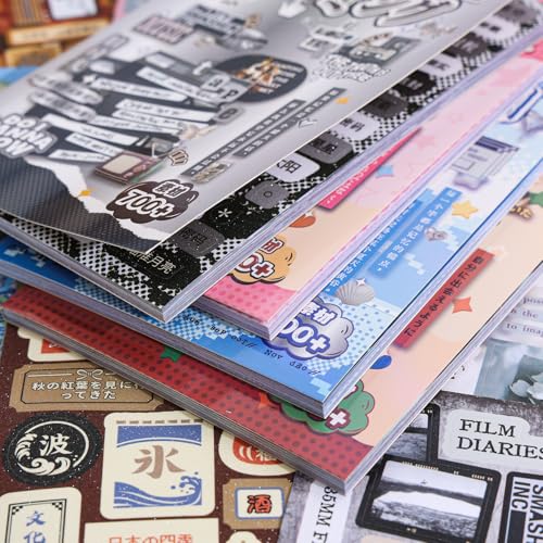 Image of Girl's Japanese Retro Words Sticker Book, 700+ Kawaii Japanese Phrase Stickers, Cute Kanji Kana Quote Stickers Book for DIY Scrapbooking Journaling Handbook Decoration