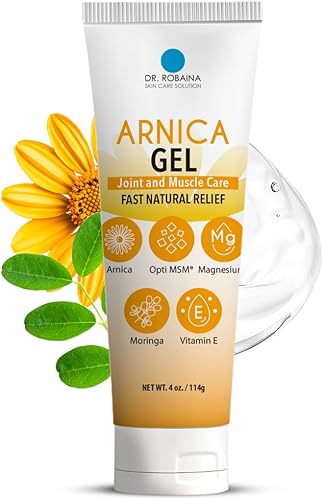 Dr. Robaina Arnica Gel de 4 onzas Árnica montana concentrada con MSM, magnesio y vitamina E Gel refrescante sin perfume para piel fina y áreas