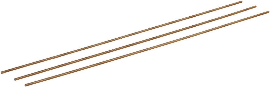 sourcing map M2 x 250 mm macho de rosca 0.4 mm Pitch todos hilo Latón Rod varilla tono oro3 pcs