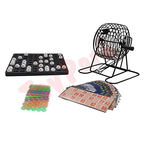 Image of Toy Park Black & White Classic Tambola Housie Game Indoor Family Fun Game Bingo Roller Balls Tombola Deluxe Number Board Set, Party Games for Kids & Adults