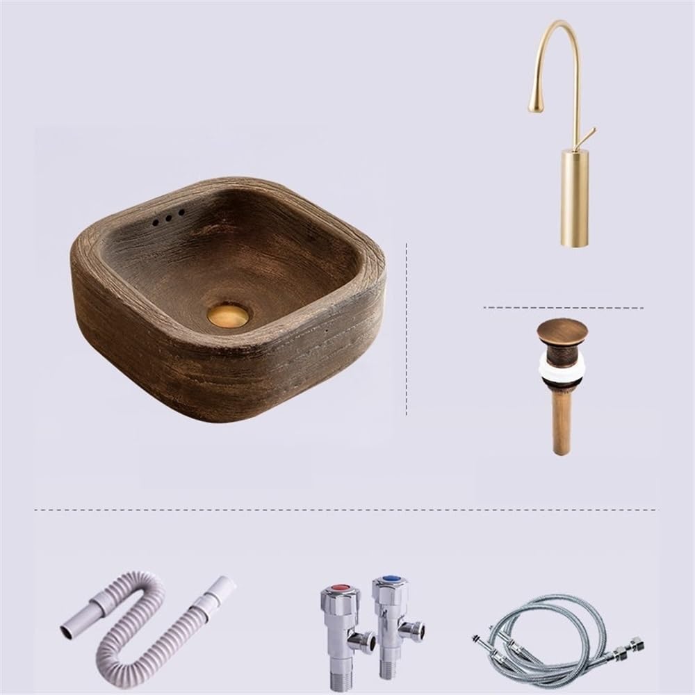 Umywalka Nablatowa Do Łazienki, Mała Umywalka Nablatowa, Ceramiczna, Kwadratowa, Dekoracyjna, Umywalka Łazienkowa, Umywalka Nablatowa
