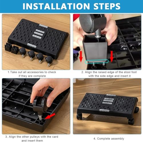 Image of Foot Rest for Under Desk at Work - Ergonomic Foot Stools for Under Office Desk - Rocking Footrest with Roller Massager - Leg Rest for Chair, Computer Gaming - Promote Leg Circulation (Style 4, Black)