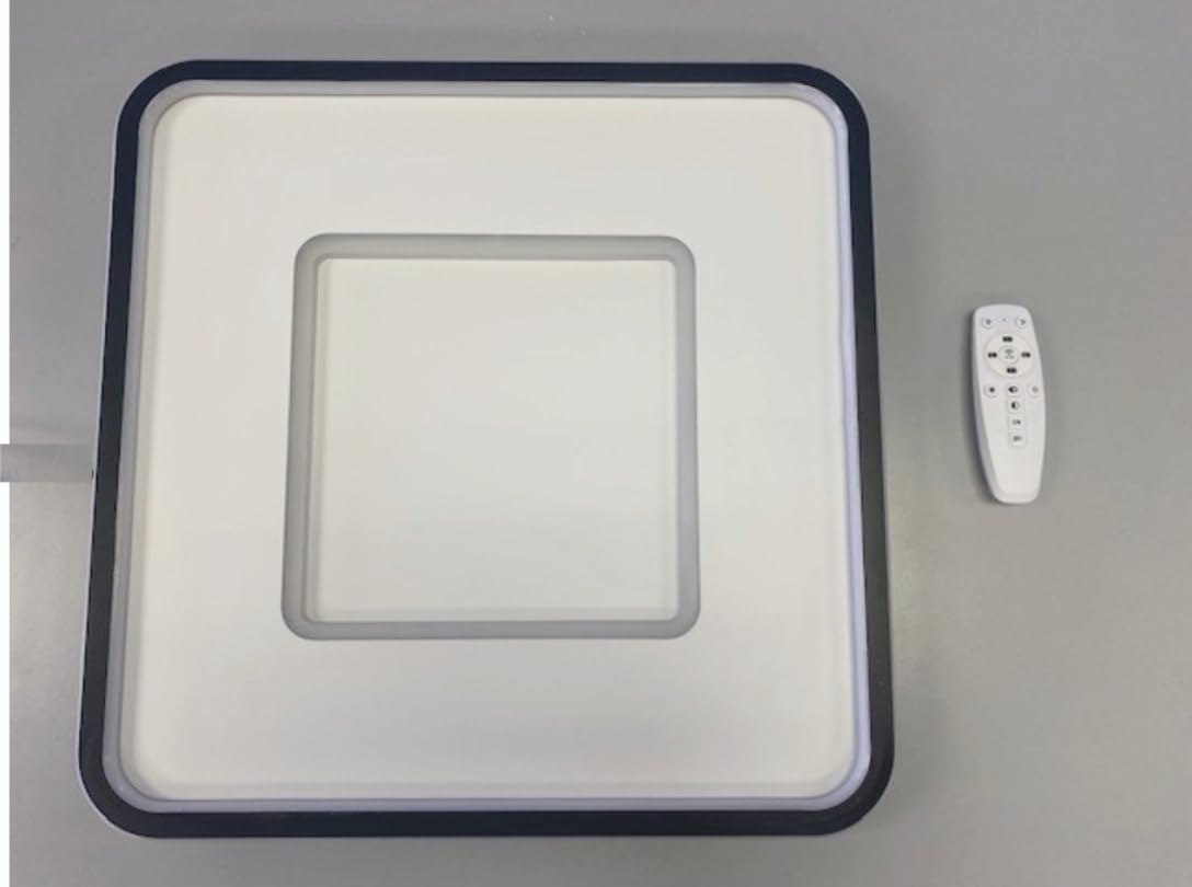 Plafón de Techo Led 60w + 60W con mando a distancia, Regulable 2700K-6500K blanco frío a cálido e intensidad, 12000LM, moderno,plano, cuadrado 48x48cm