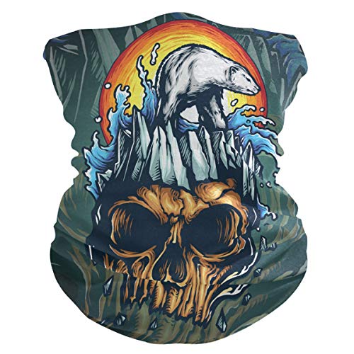 STAYTOP Skull Face Mask Funny Skull Polar Bear Iceberg Sunset Bandana Dust Wind