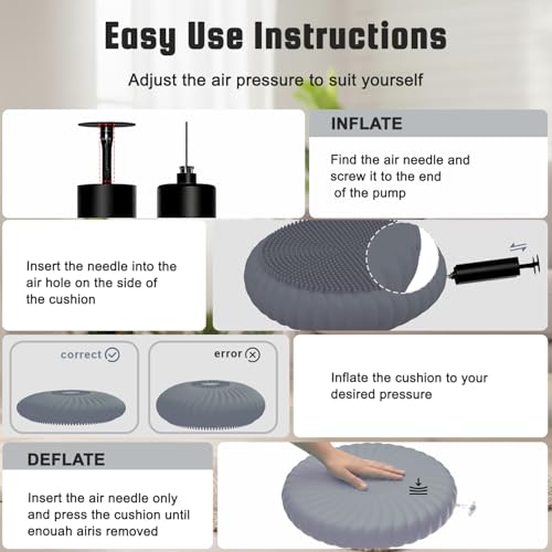 Image of Wobble Cushion Core Balance Disc, Wiggle Seat for Sensory Kids to Stay Focused, Non-slip Balance Pads with Inflation Pump for Physical Therapy & Core Strength