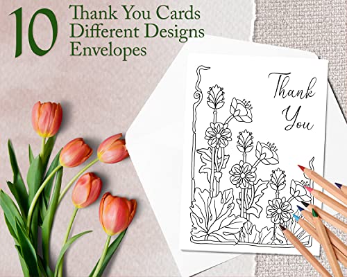 Image of Art Eclect Adult Coloring Thank You Cards - Greeting Cards to Color