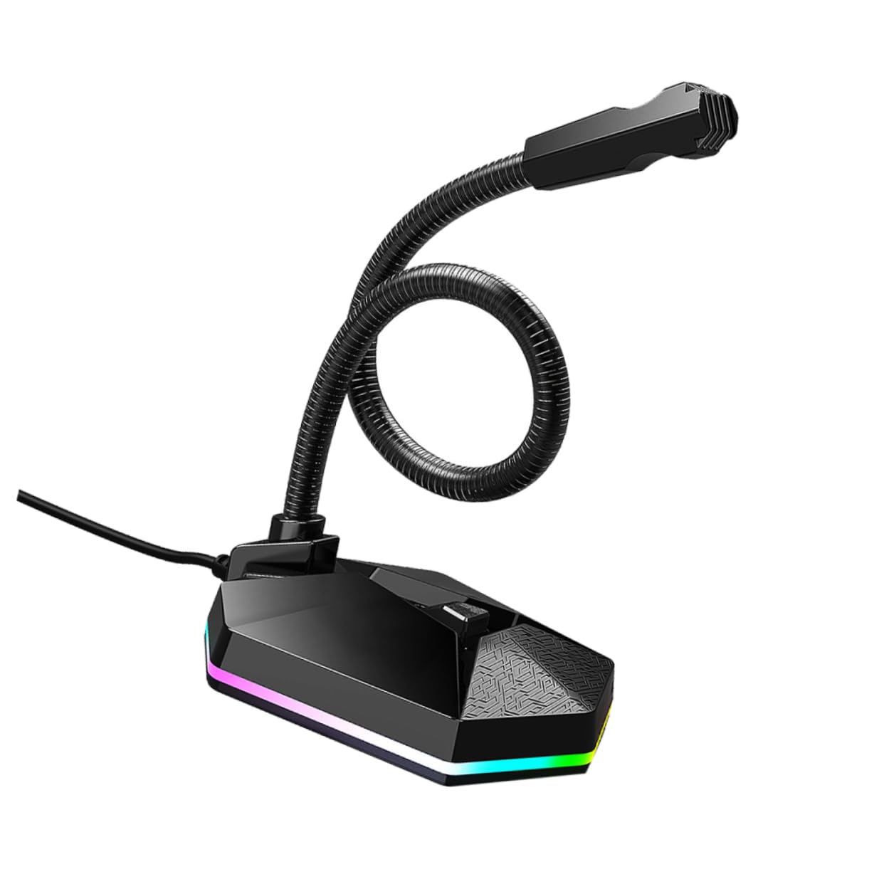 BESPORTBLE 1PC USB RGB Microphone for Home Office Bendable Noise Desktop Mic for Video Conferencing Voice Chat Mini Luminous Drive Sound Quality Black