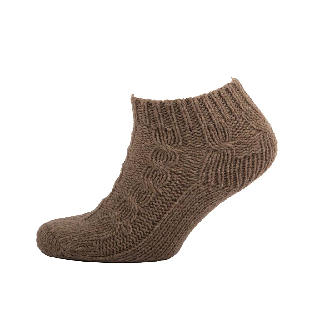 Aran Traditions Cable Chunky Ankle Socks (UK Size 4-7) (Mushroom)