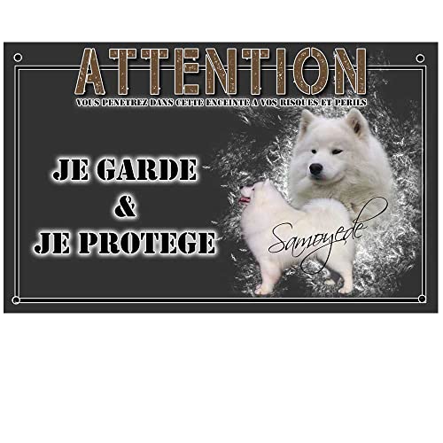 Pets-Easy.com Je Monte la Garde personnalisée Chien samoyède - pré perforée et vis fournies. De 30 cm à 15 cm…