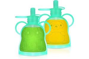 Reusable Silicone Baby Food Pouch 2 Pack with Straws