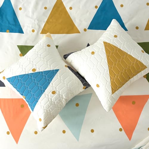 Image of Super Premium Designer 5-Piece Bedsheet Set - Double Bed Size (90 inchx100 inch) - Heavy Cotton Blend with Bedsheet, Pillow Covers & Cushion Covers (White, 5 Pc Bedsheet Set)