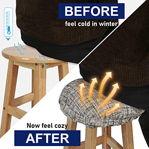 Sinosso Modern Linen Bar Stool Cushion Dia.13, Fashion Interweaving Design Anti-Skid Silicone Round Stool Seat Cushion Cover Padded (White, M,1) #TOP3