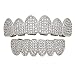 Produktbild Gib nie auf 18K Gold plattiert Iced Out Hip Hop Poker Oben und unten Zähne Grillz Set (Farbe : Silber)