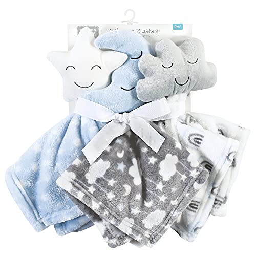 Image of Hudson Baby Unisex Baby Animal Face Security Blanket, Star Moon, One Size