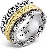 PZ Paz Creations YG.925 Sterling Silver Ring With Gold Over Silver Spinners, Made in Israel (9)