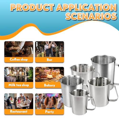 Vaso medidor acero inoxidable 500 ml con asa y pico miniatura 6
