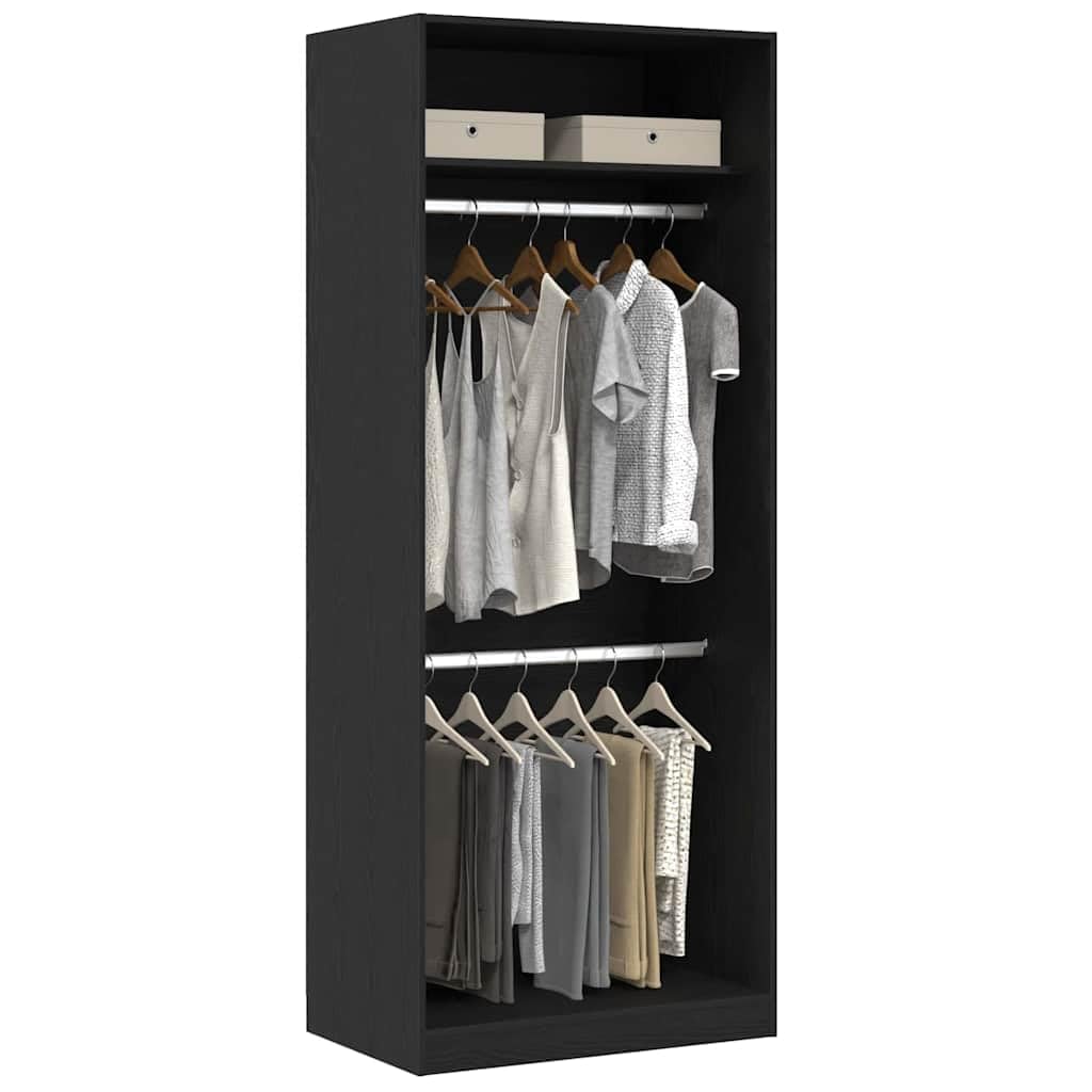 vidaXL Wardrobe with Shelf Black Oak 80 x 50 x 200 cm Engineered Wood, Modern Bedroom Storage Solution, Rectangular Wardrobe Design, Space-Saving Organizer for Men's Clothing and Furnishings