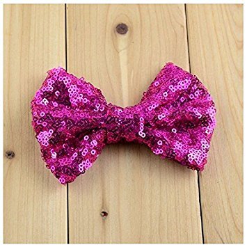 Sequins Hair Clips Alligator Bows Pin (Red)