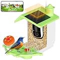Smart Bird Feeder with Camera Solar Powered, 2K HD Live Video Bird House with Camera, AI Bird Species Identification, Instant Arrival Alerts, Cloud Storage Videos, Ideal Gift for Lover