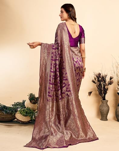 Image of SIRIL Women's Banarasi Silk Saree Pure Silk Saree With Unstitched Blouse Piece