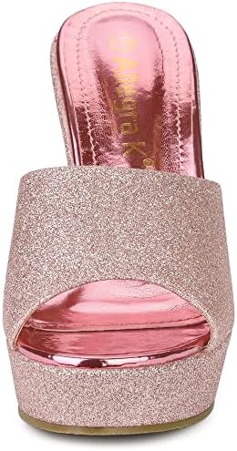 Allegra K Women's Glitter Platform Slip on Wedge Heels Pink Sandals 6.5 M US | Image 1